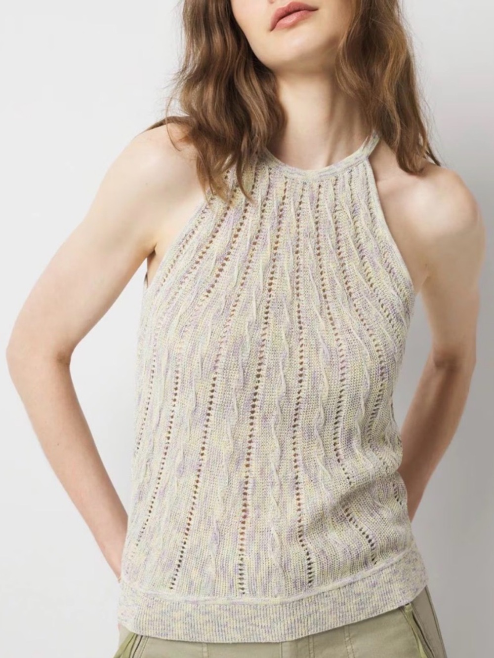 WHBM Petite Space Dye Sweater Halter Tank
